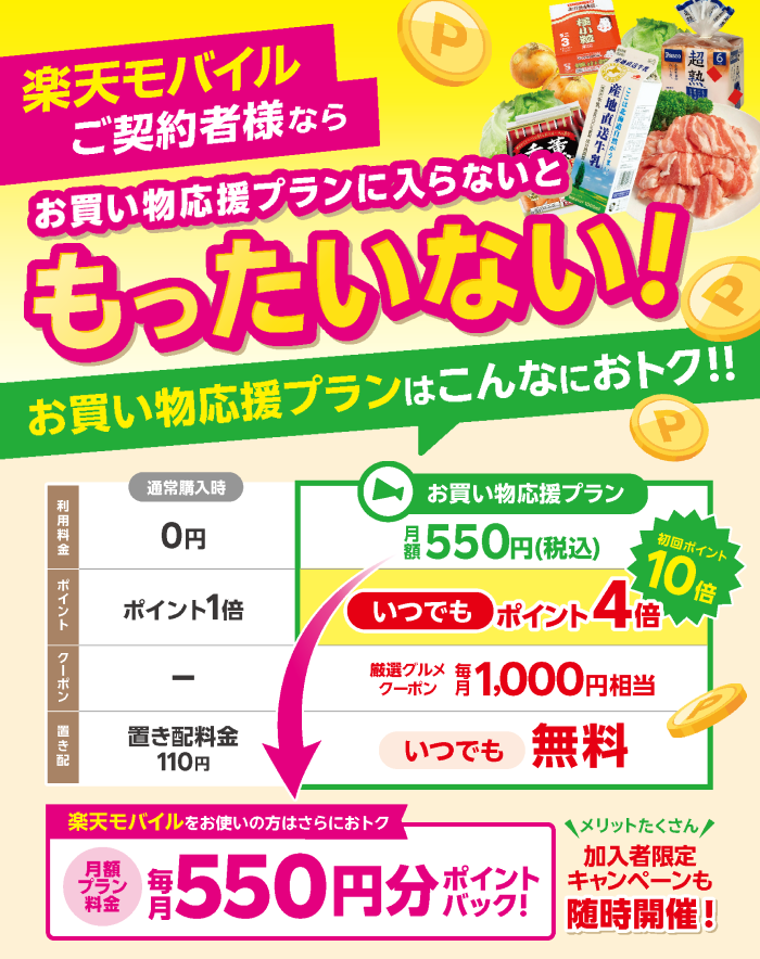 お買い得品が沢山♡ お買い物を楽しもう♪様 モバイルユーザー限定】お買い物応援プランご契約者様のキャンペーン