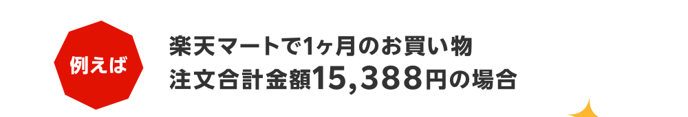 例えば楽天マートで1ヶ月のお買い物注文合計金額15,388円の場合